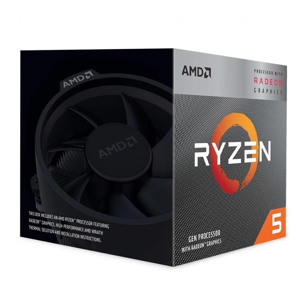 Processador AMD Ryzen 5 3400G AM4 3.7 GHZ, 4 núcleos e 8 threads de processamento, Gráfico integrado Radeon RX Vega 11, YD3400C5FHSBX