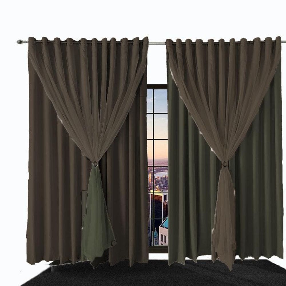 Cortina Blackout Corta Luz E Ilhois Bia 7,70 X 2,40 Marrom
