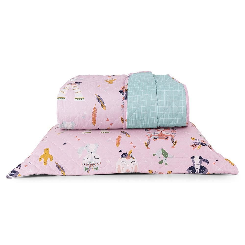 Kit Colcha Infantil Lutti 200 Fios Meninas Raposa Foxy Rosa