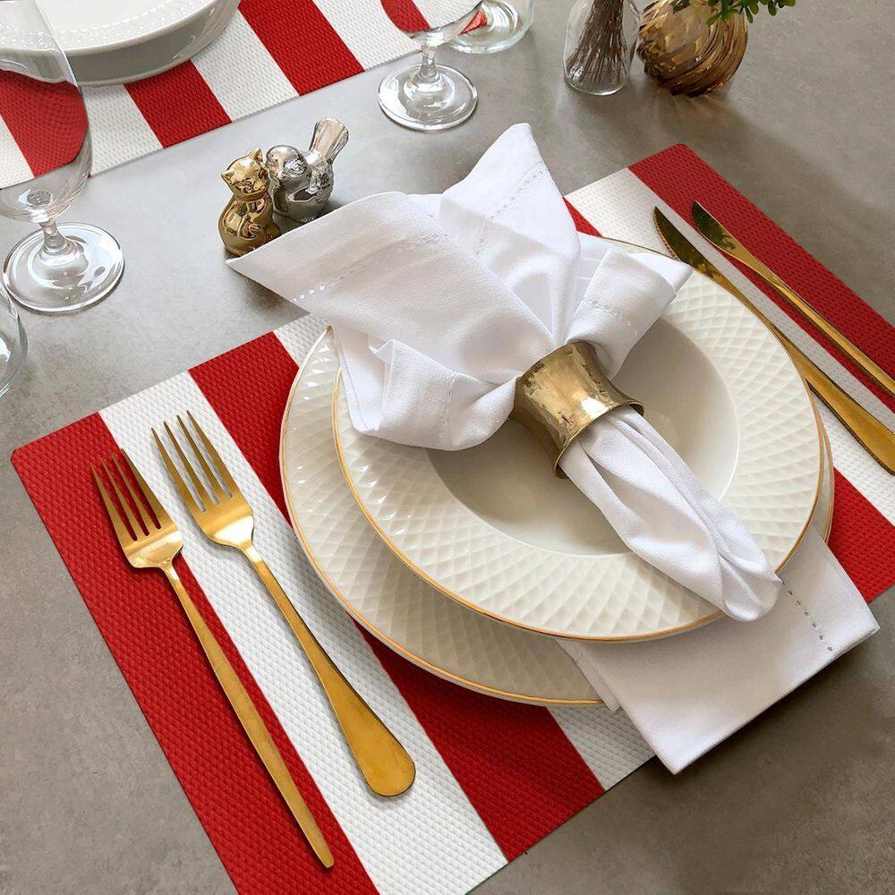 8 Jogo Americano Navy Alto Padrão Impermeável Pvc Br Vm