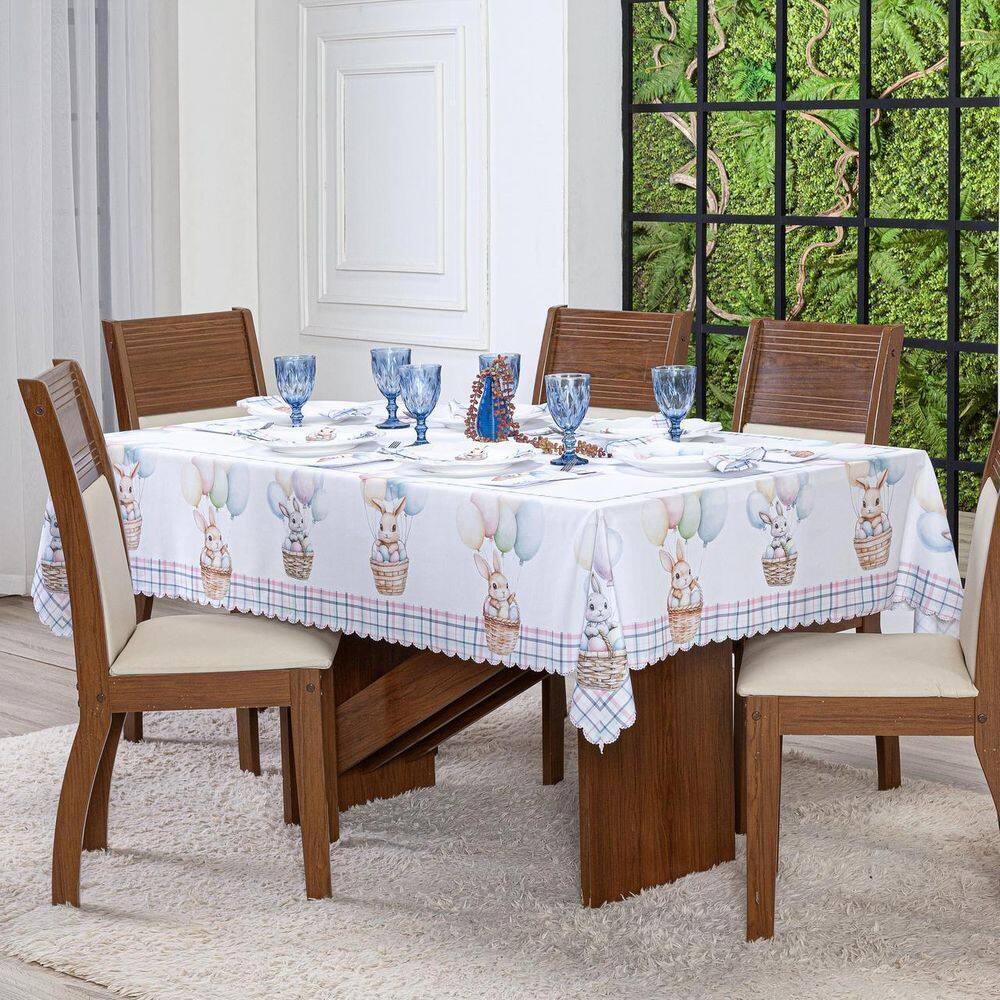 Toalha De Mesa 4,00X1,50 Para 12 Lugares Estampada Páscoa