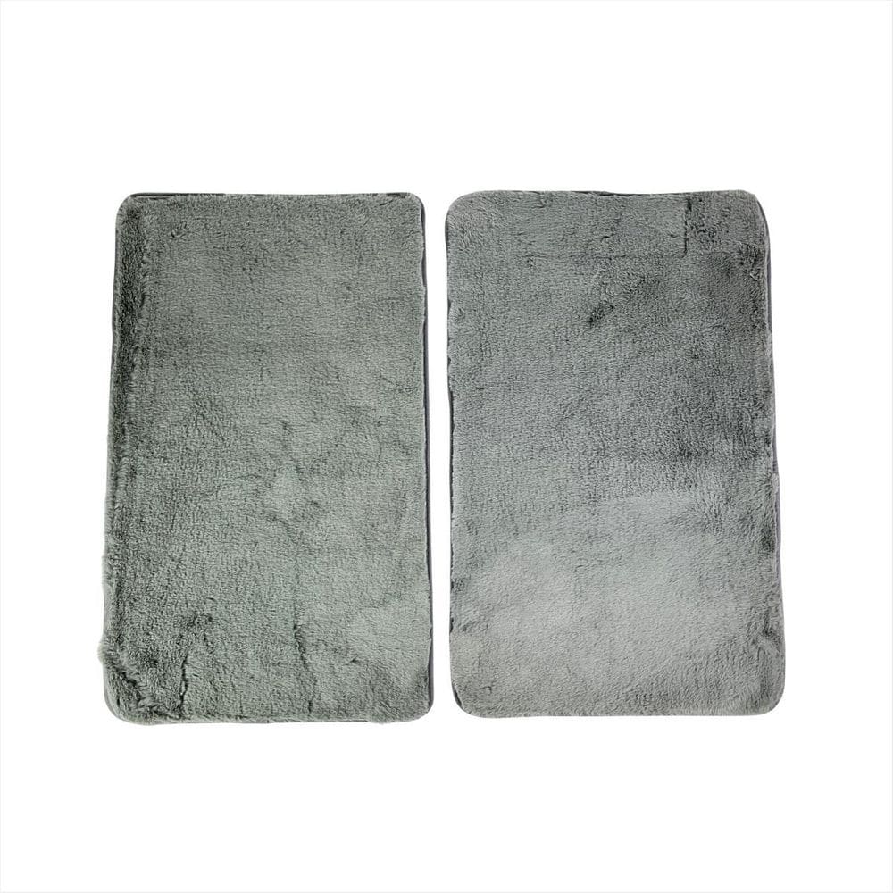 Tapetes 2 Unidades Felpudo Antiderrapante Cor Cinza