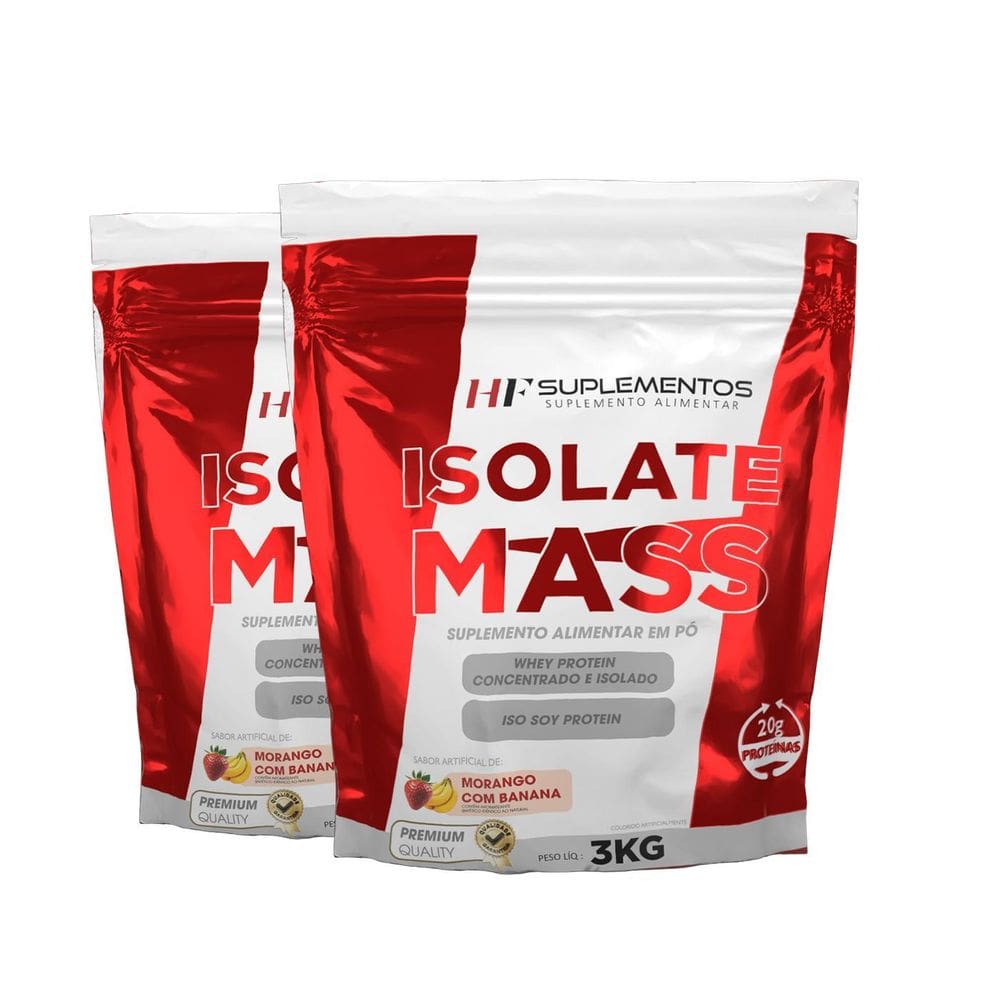 2X Hipercalorico Isolate Mass 3Kg Morango Banana Hf Suple