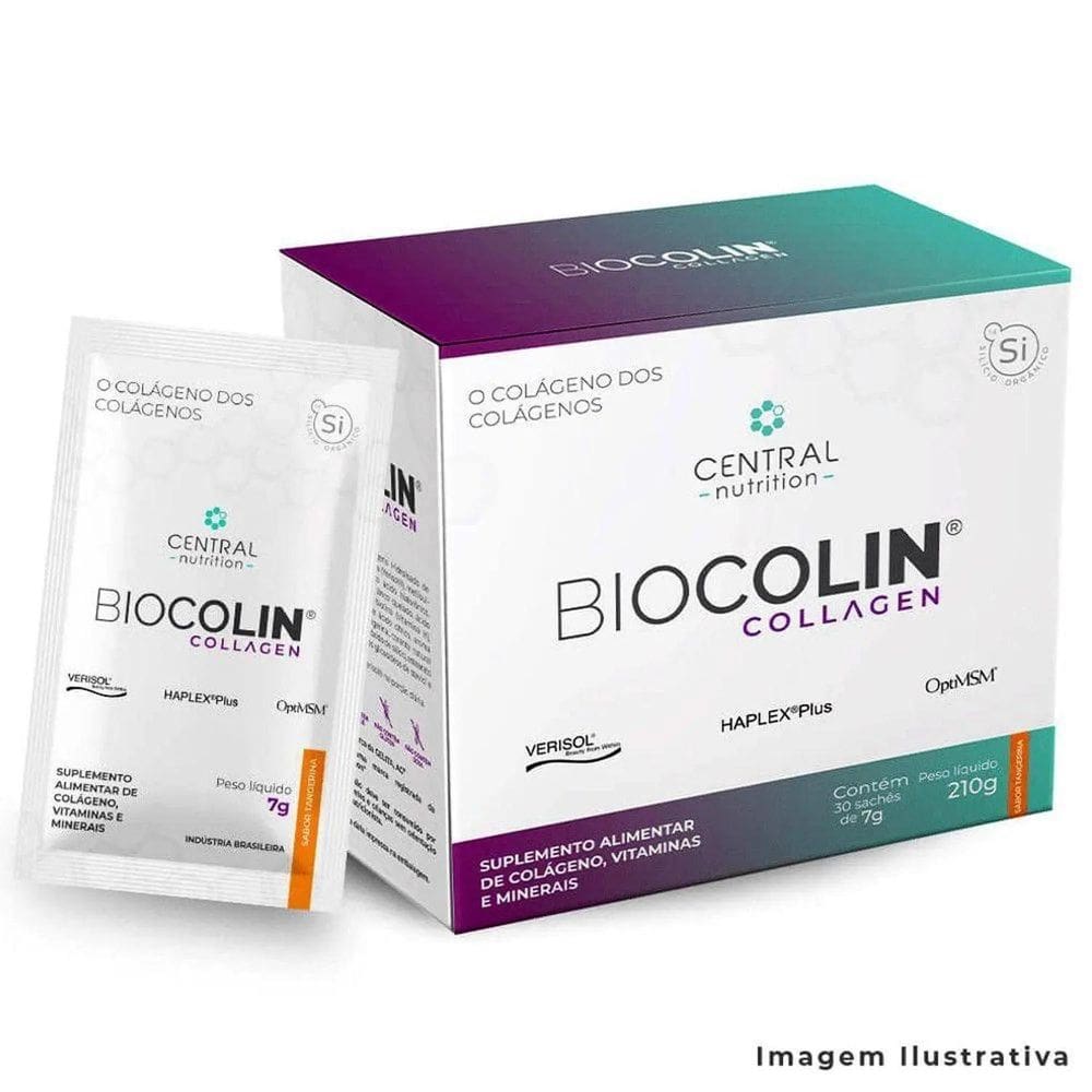 Biocolin Collagen  30 Sachês De 7G  Central - Tangerina