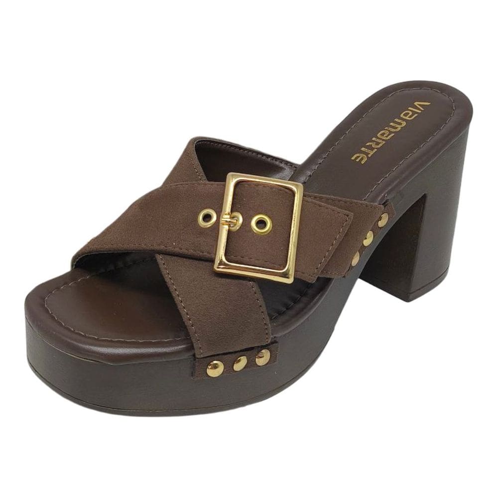 Tamanco Feminino Confortável Solado Amadeirado Via Marte