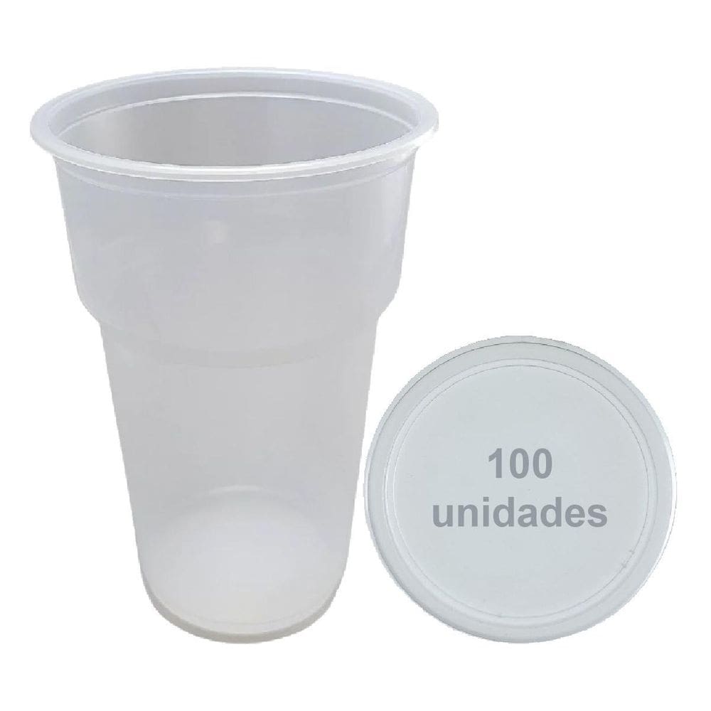 Copo Descartável 1000Ml 1Litros 50 Unid Com Tampa Sem Furo