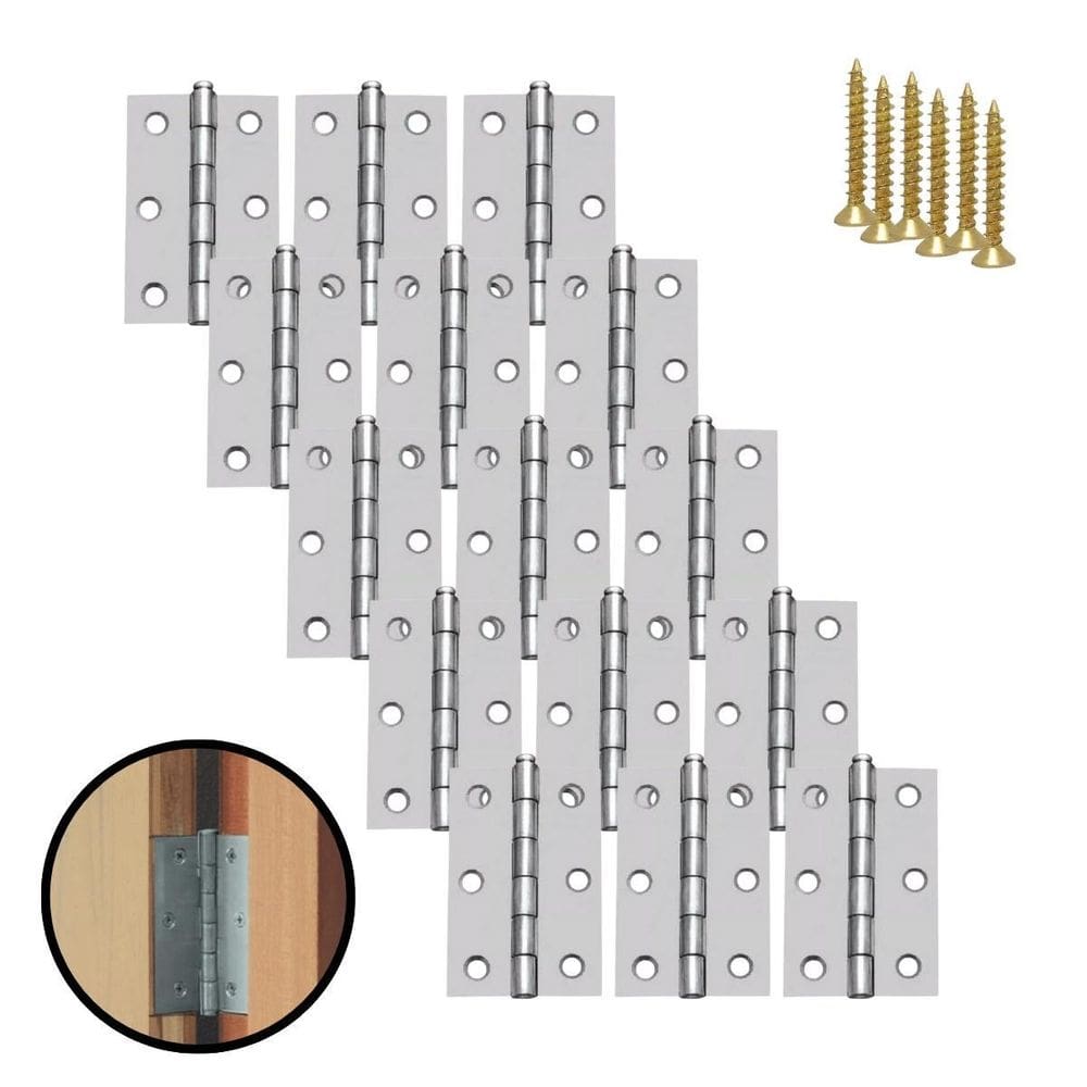 Kit 15 Dobradiças Zincada Para Porta De Madeira 7,6Cm