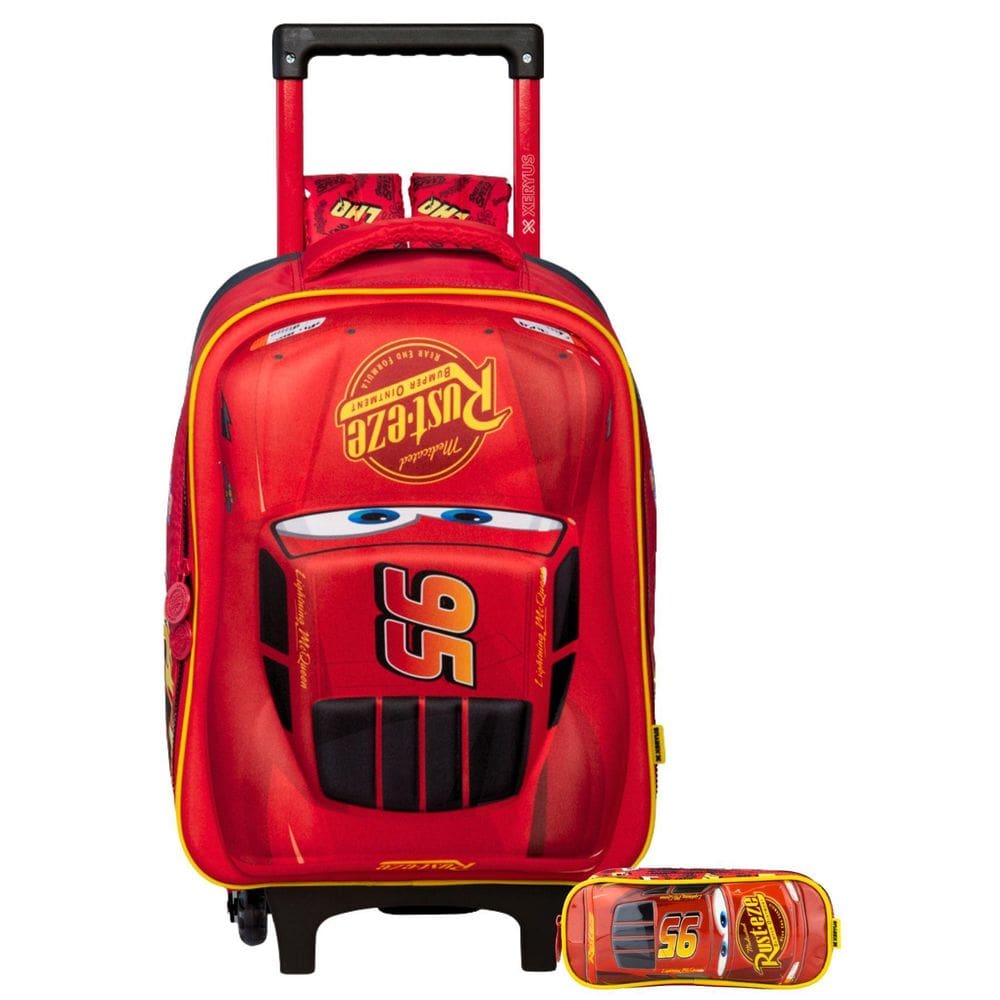 Kit Carros Mochila 2Em1 Rodinha + Estojo  Disney