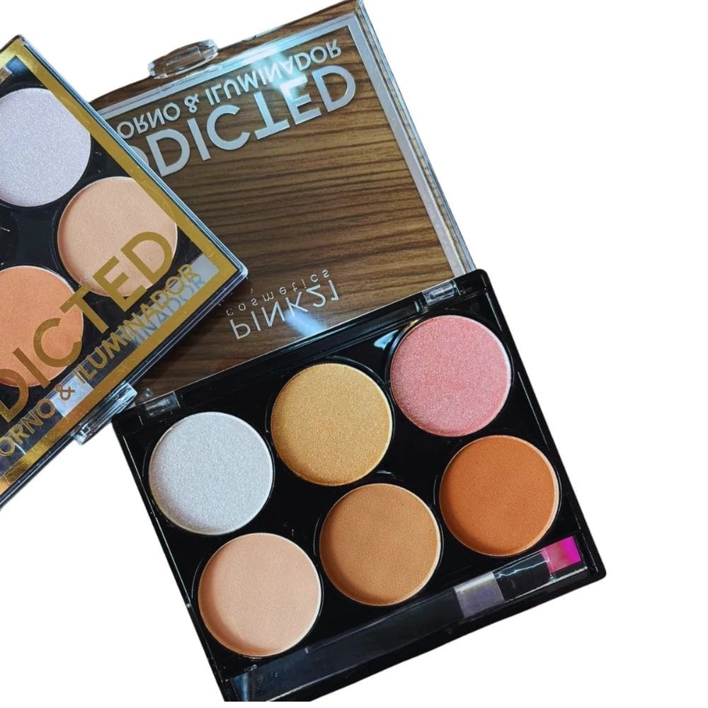 Paleta de Cores Contorno e Iluminador Addicted Pink 21 Color - 3 contorno e 3 iluminador - PANAMI