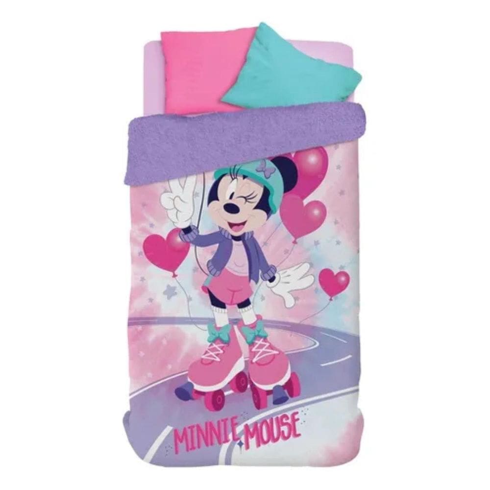 Edredom Infantil Solteiro Com Sherpa Estampa Minnie 150X220