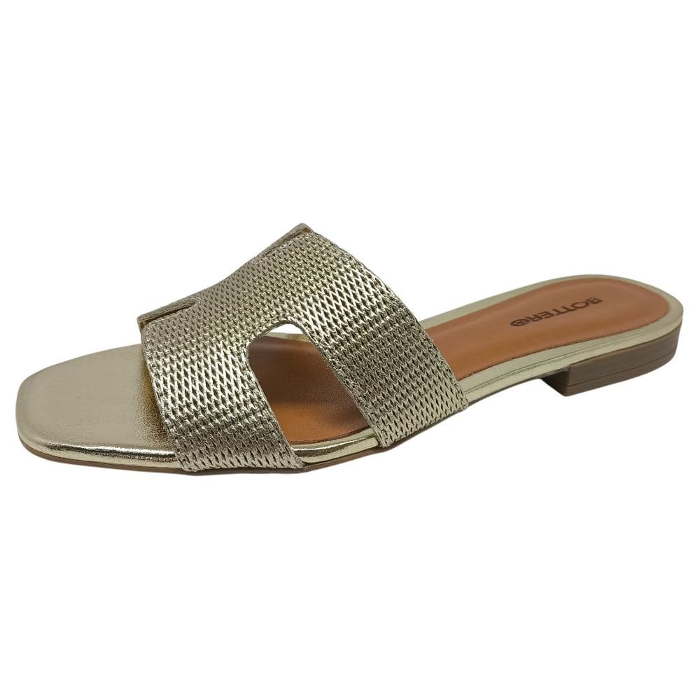 Rasteira Feminina Couro Conforto Casual Versátil Bottero