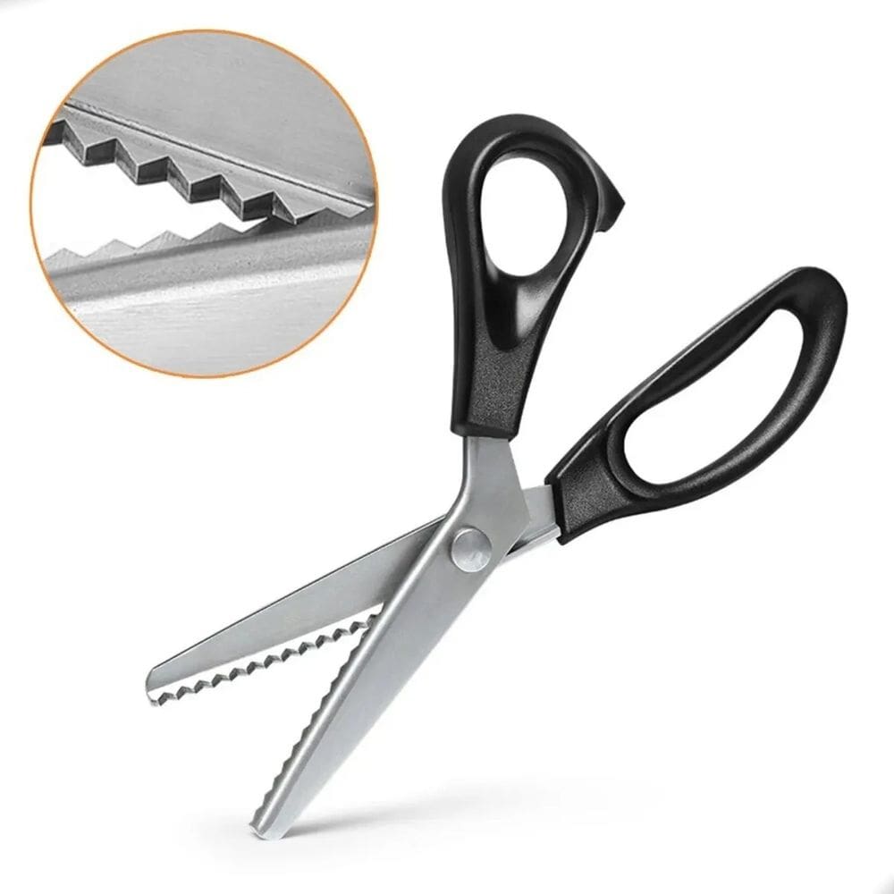 Tesoura Escalope Picotar Profissional Artesanato Tecido Cor Preto