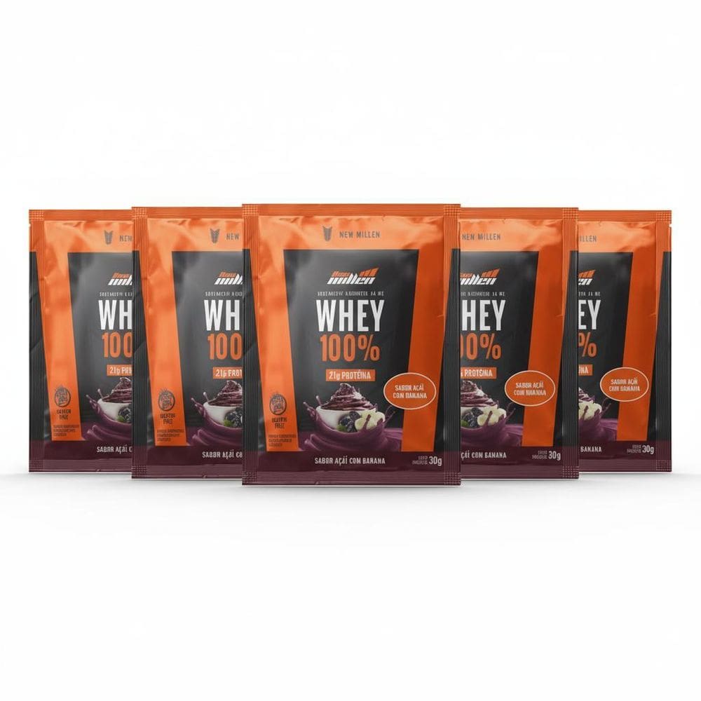 Kit 6 Whey Protein 100% 21G Proteina Acai C Banana Sache
