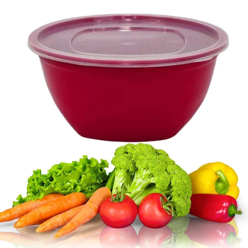 SALADEIRA Pote Redonda Grande 3,5L com Tampa - Praticidade e Versatilidade na sua Cozinha - PANAMI