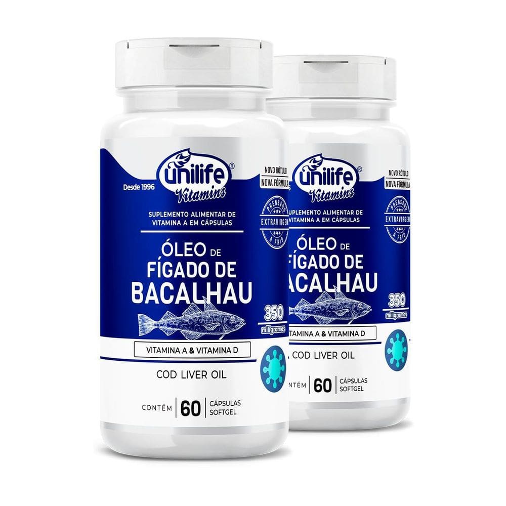 Kit 2 Óleo De Fígado De Bacalhau 60 Cápsulas Unilife