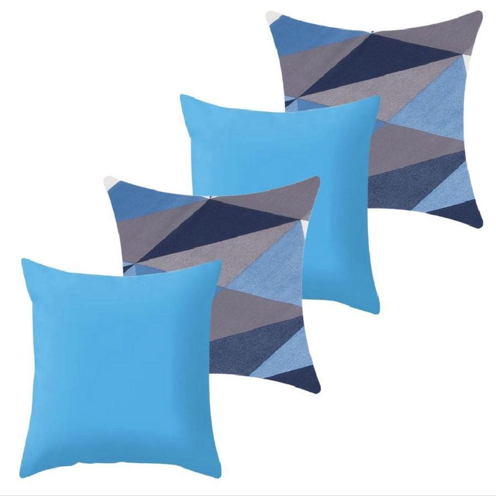 Kit 4 Capa De Almofada 40X40 Malha Com Zíper Lisa Estampada