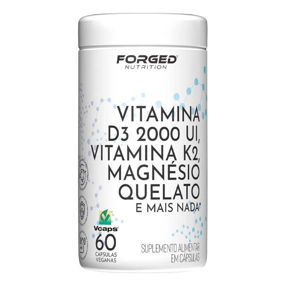 2X Vitamina D3 2000 Ui + Vitamina K2 + Magnésio Quelato 60 V