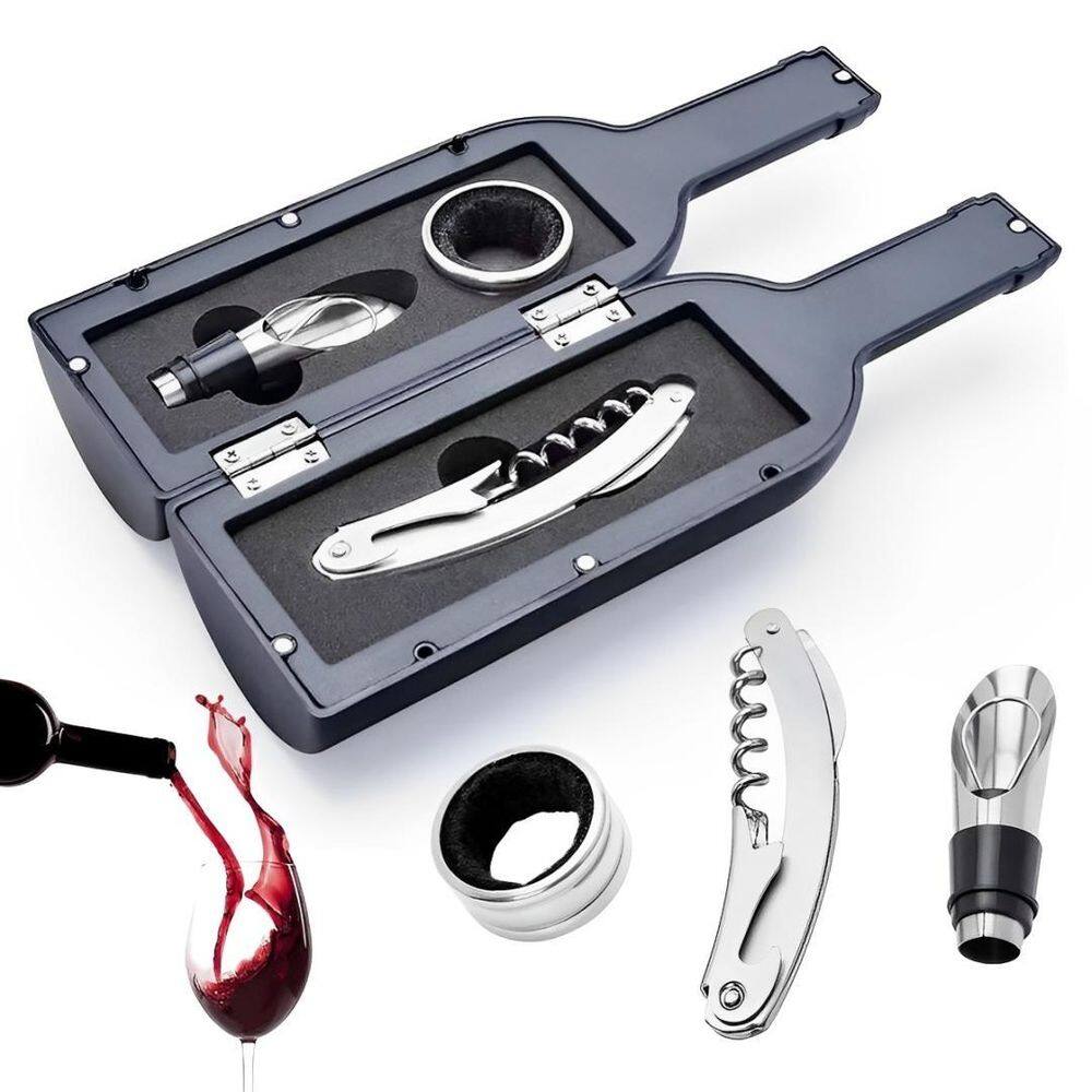 Kit Acessórios Vinho Presente Garrafa Abridor Saca Rolha