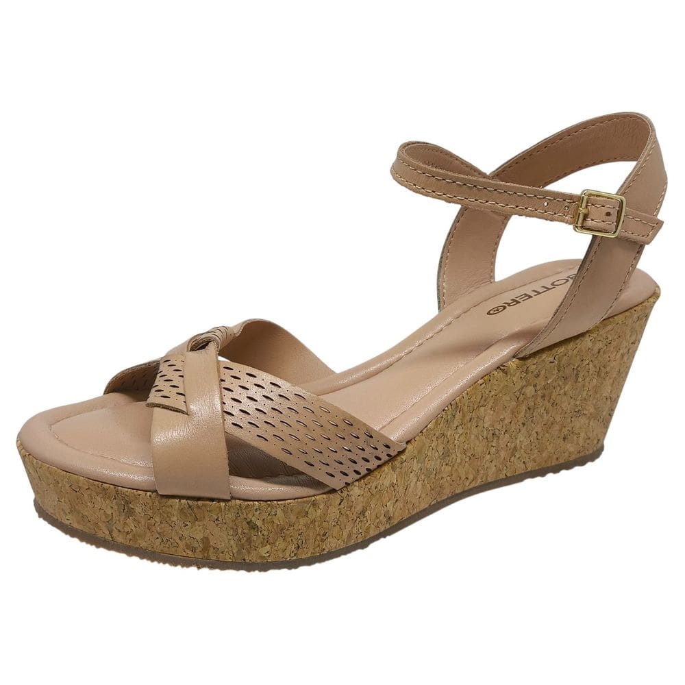 Sandália Feminina Anabela Média Conforto Casual Bottero