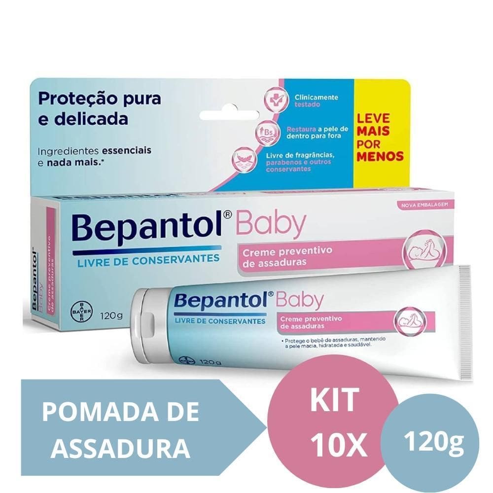 Kit Com 10 Cremes Pomada De Assadura 120Gr Cada - Bepantol