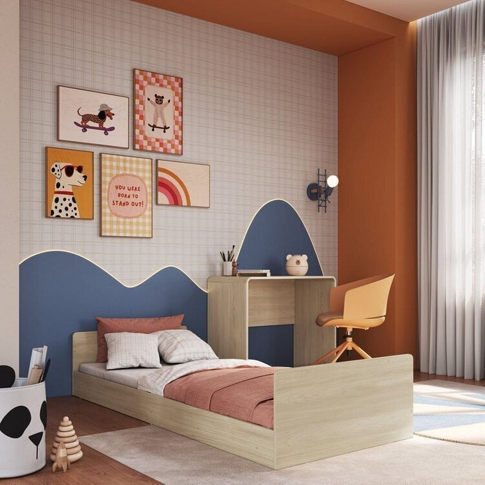 Cama Infantil Juvenil com Escrivaninha e Estante Cama Auxiliar Carvalho Araguaia / Branco