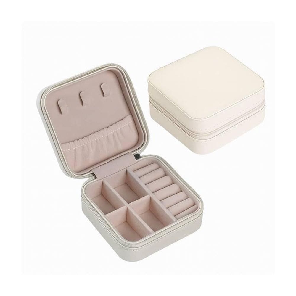 Mini Porta Joias Bege Com Revestimento Sintético