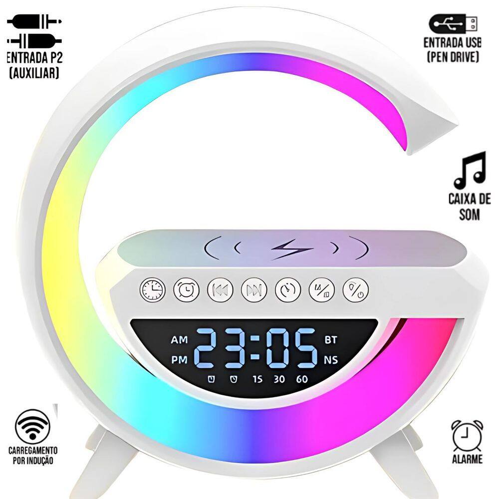 Luminária Led Com Sistema De Som Surround E Carga Wireless