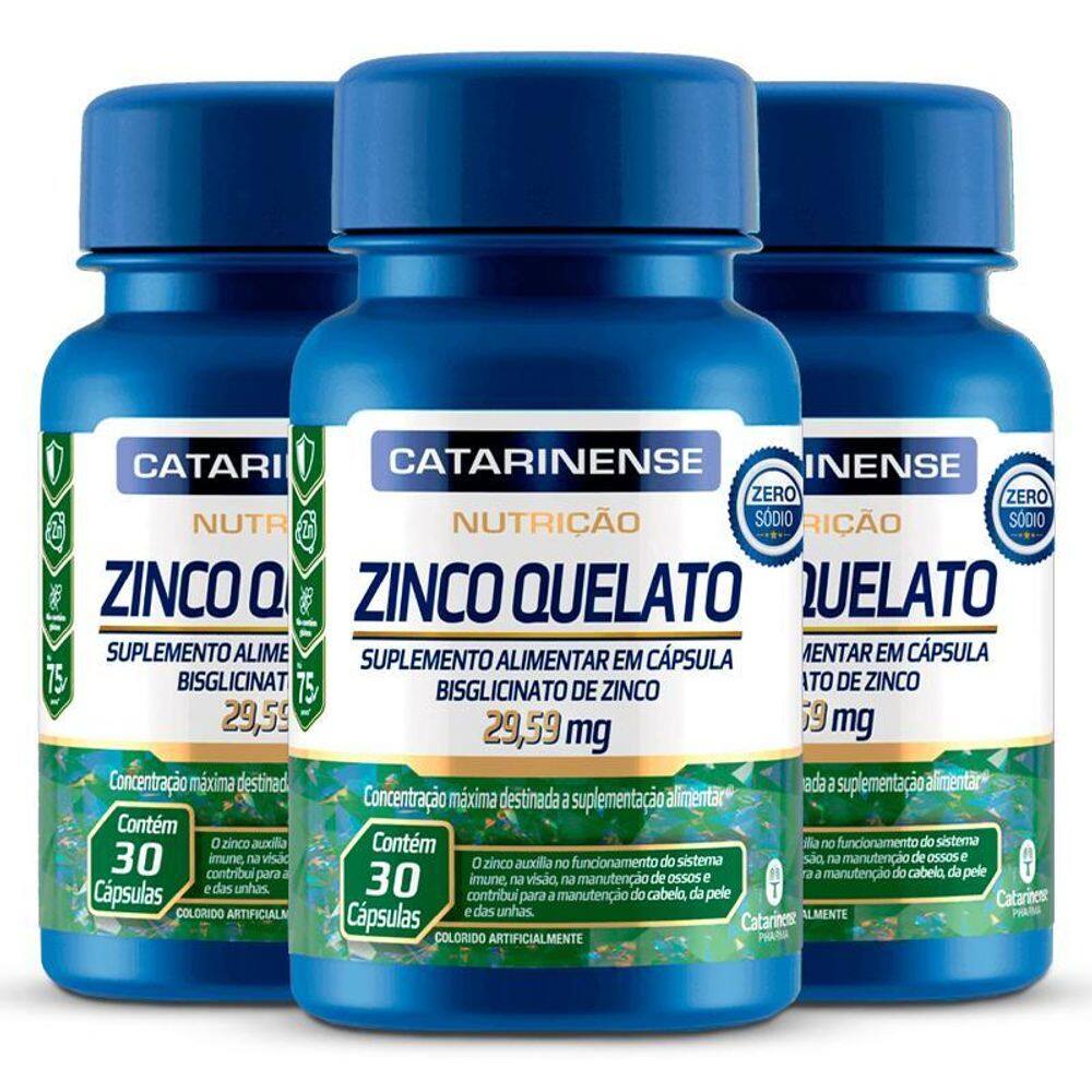 Kit 3 Zinco Quelato Catarinense 30 Cápsulas