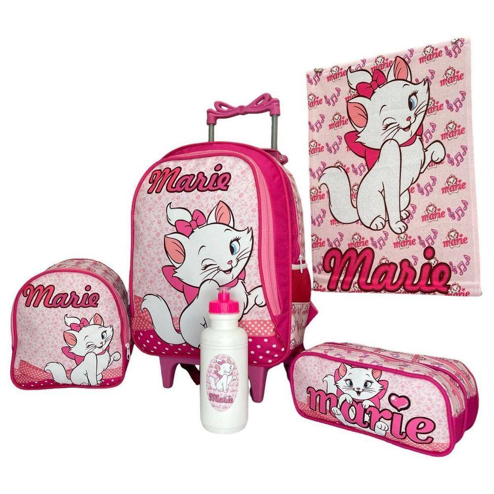 Kit Mochila Escolar Gata Marie Lancheira Térmica Estojo