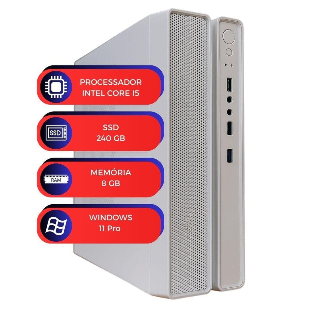 Computador Multipc Slimdesk Branco I5 8Gb Ssd 240Gb Win 11