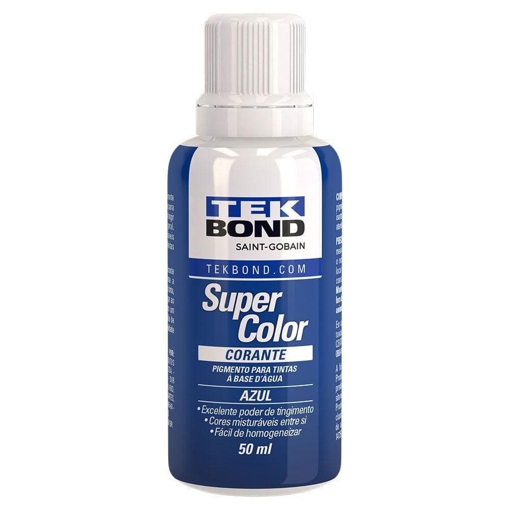 Corante Liquido Para Tintas Super Color Azul 50Ml Tek Bond