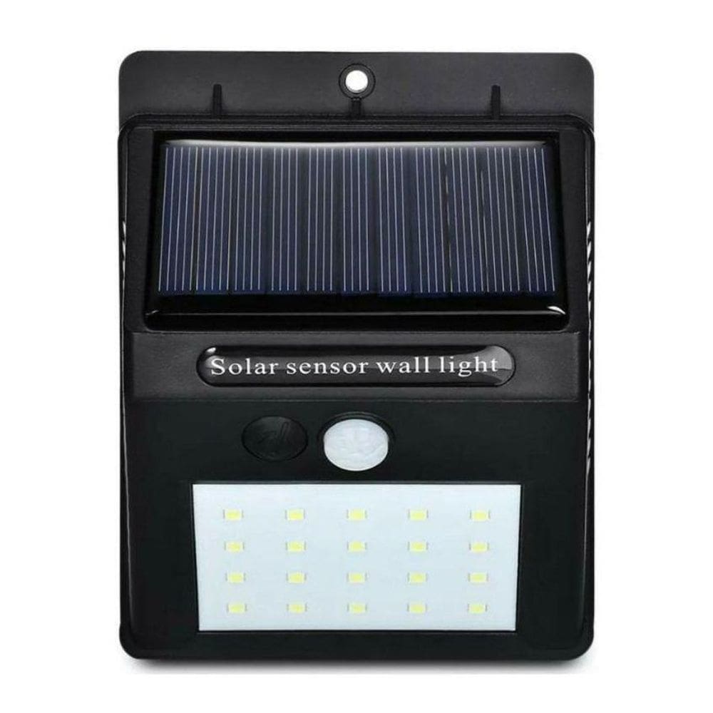 Luminária De Parede Energia Solar Sensor Movimento 20 Leds