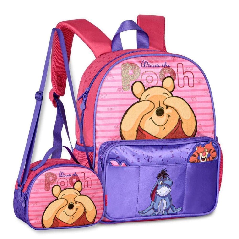 Mochila Infantil Ursinho Pooh E Lancheira Térmica Kit Escola