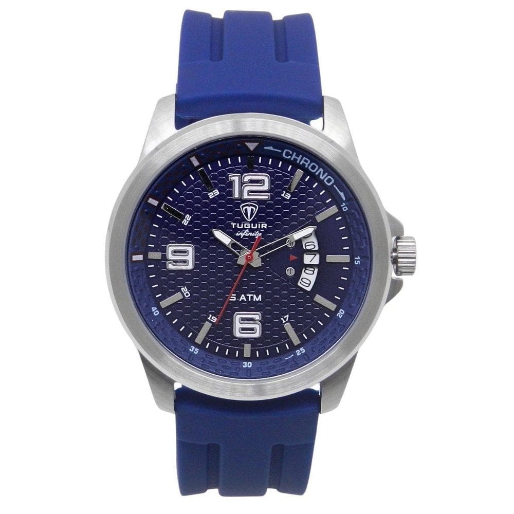 Relógio Masc. De Aço Tuguir .Infinity 9169F Prata E Azul