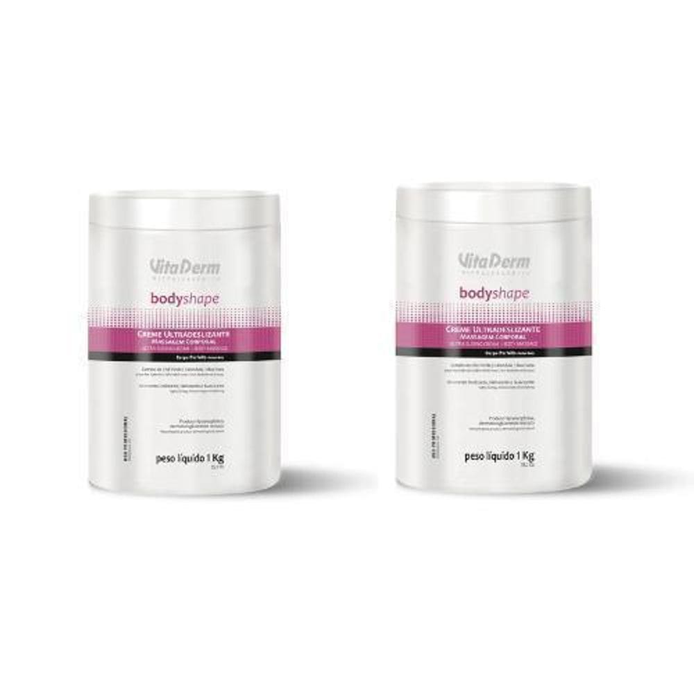 2 Unidades Cremes De Massagem Ultradeslizante Vitaderm 1Kg
