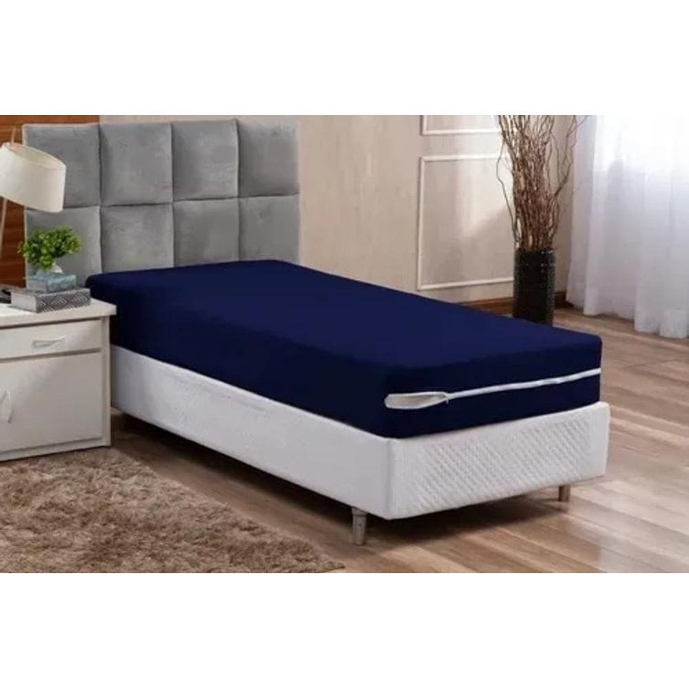 2X Capa De Colchão De Malha Garmatura 55 Cor Azul-Marinho