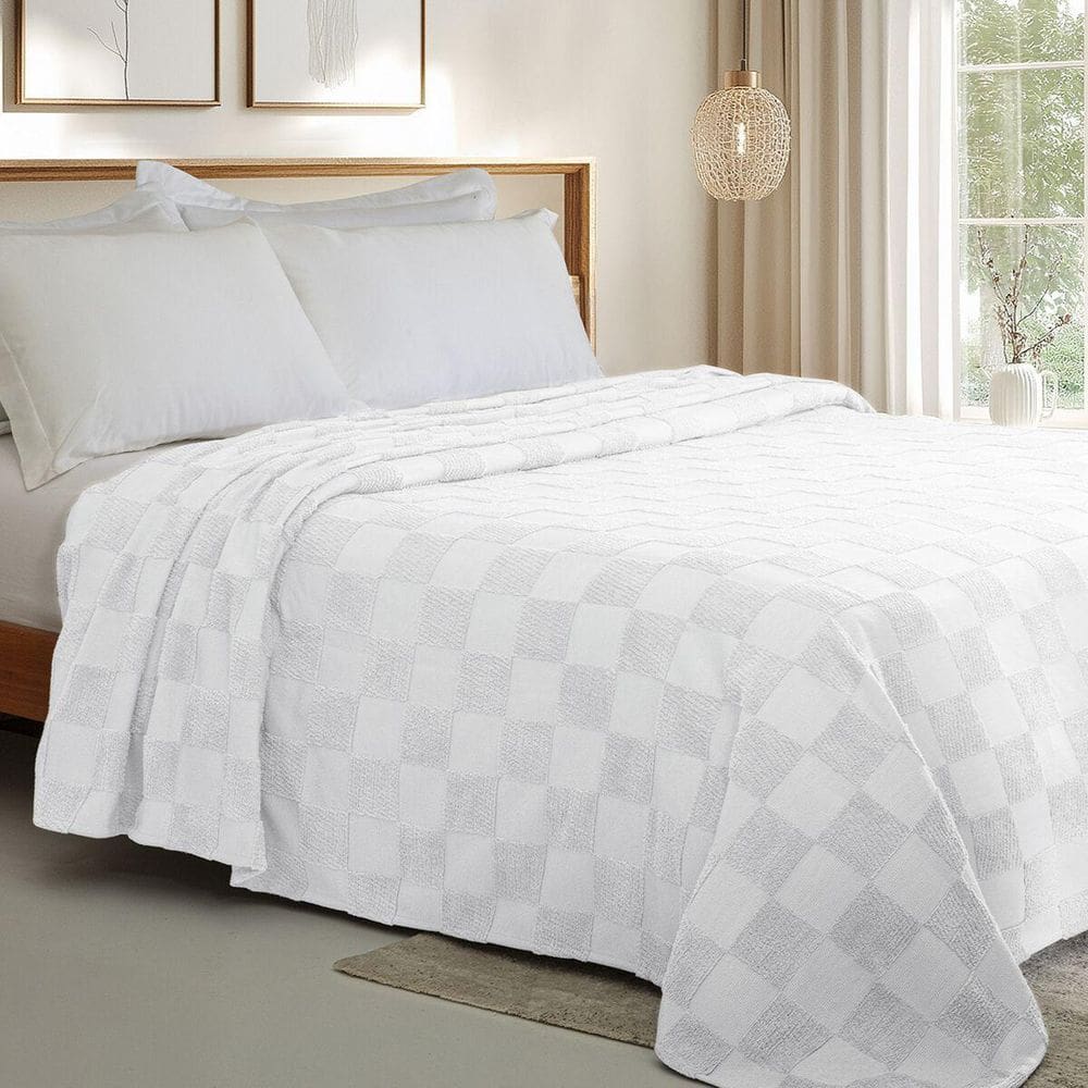 Colcha Chenille Jolitex Solteiro Nobre Toque Algodão Branco