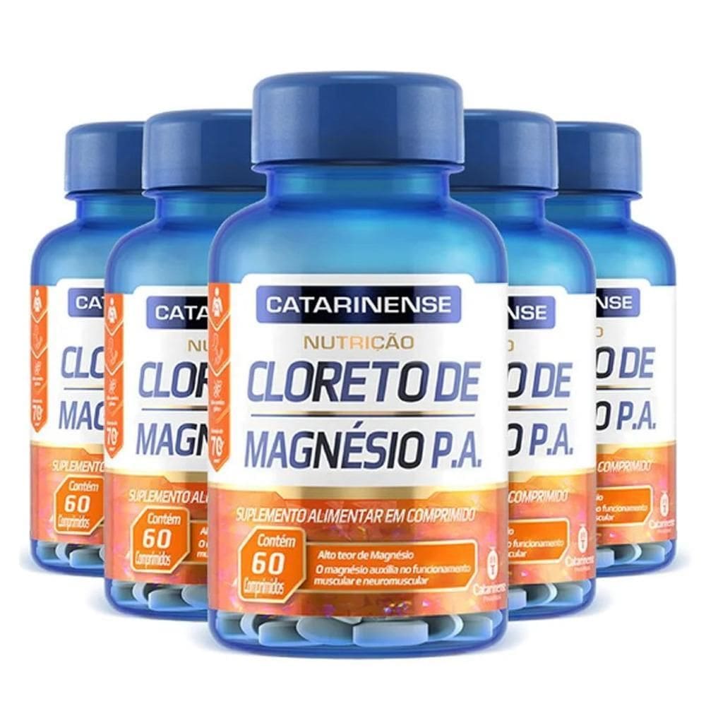 Kit 5 Cloreto De Magnésio P.A. Catarinense 60 Cápsulas