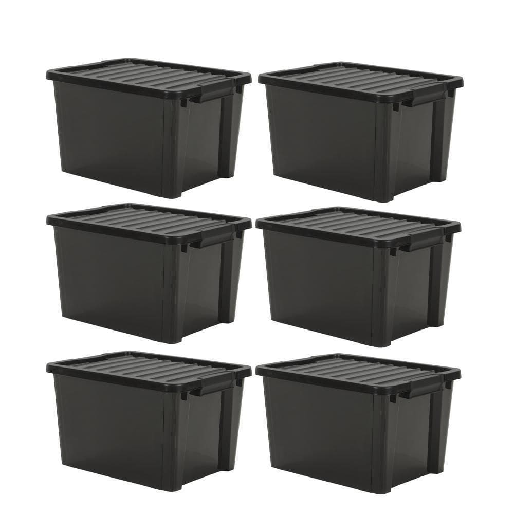 Kit 6 Caixas Organizadoras Ecobox 80L - Preto