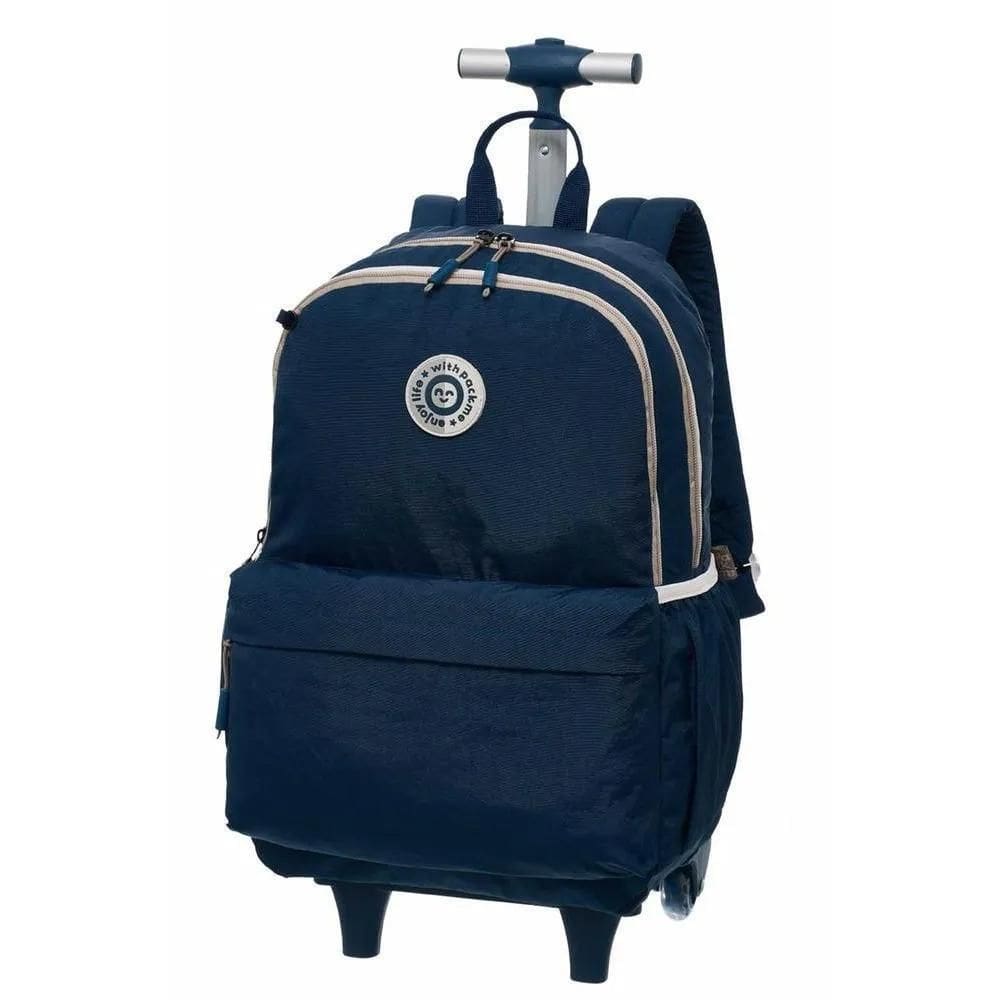 Mochila Pacific Com Carrinho Pack Me Life Crinkle Azul
