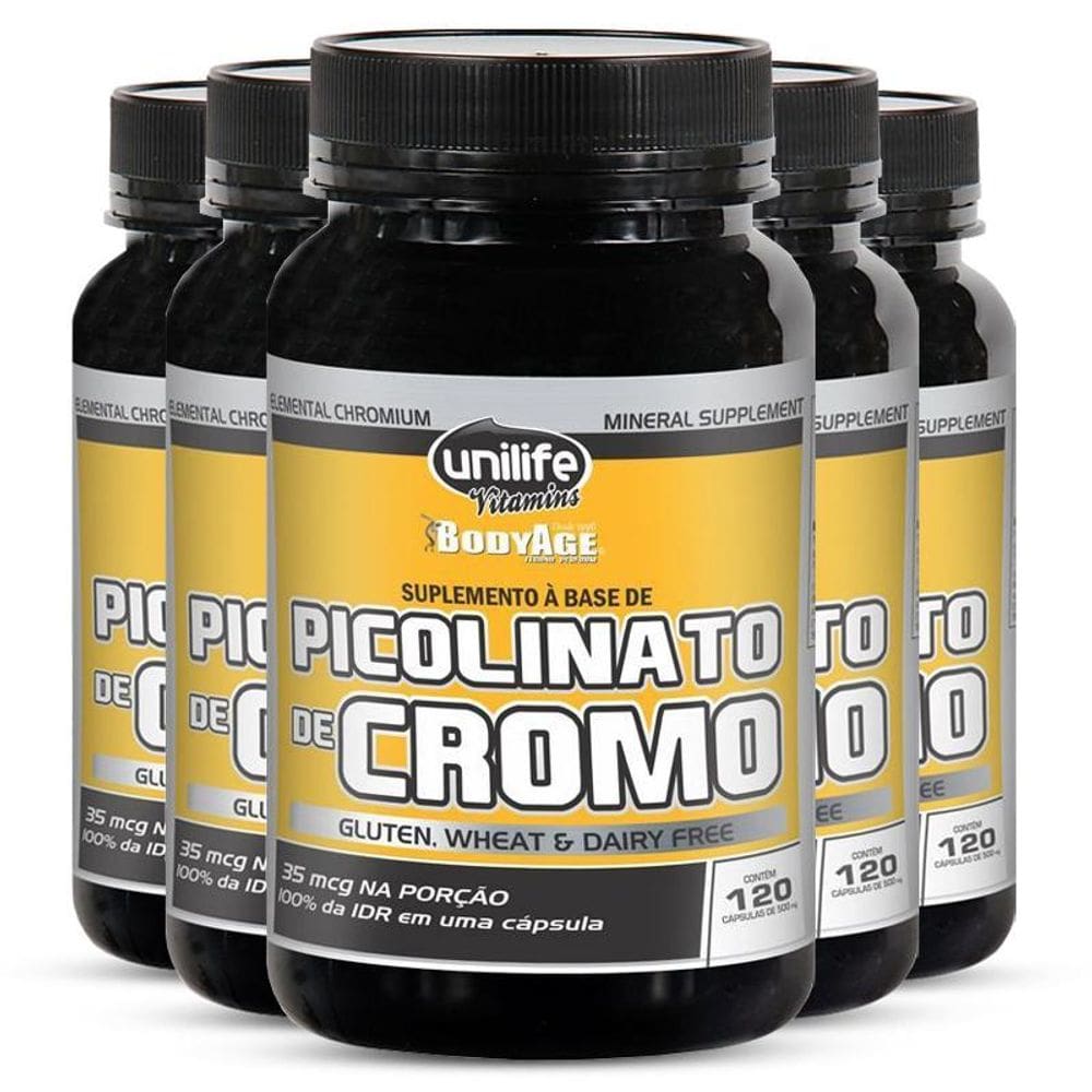 Kit 5 Picolinato De Cromo Unilife 120 Cápsulas