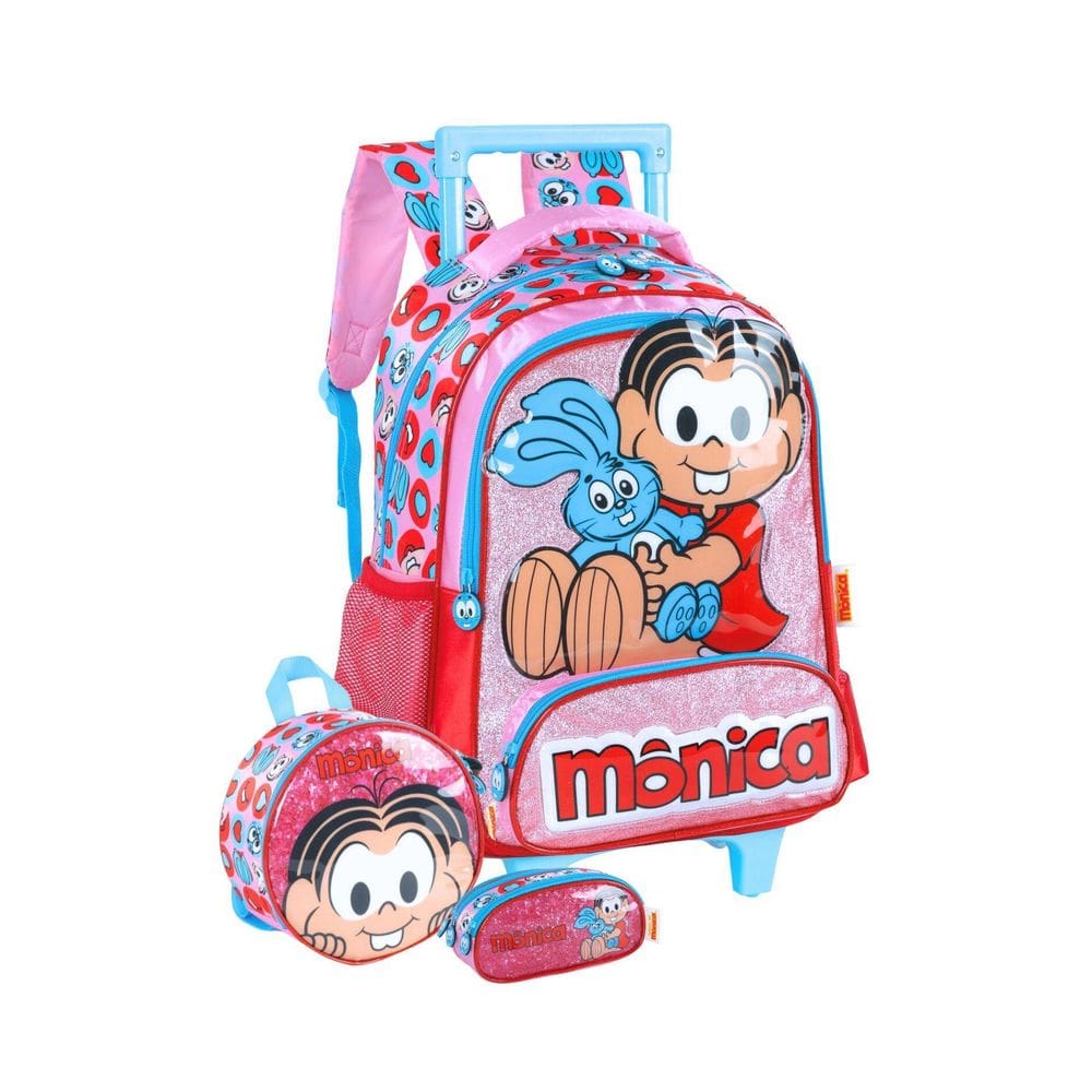 Kit Turma Da Monica Mochila + Lancheira + Estojo - Rosa