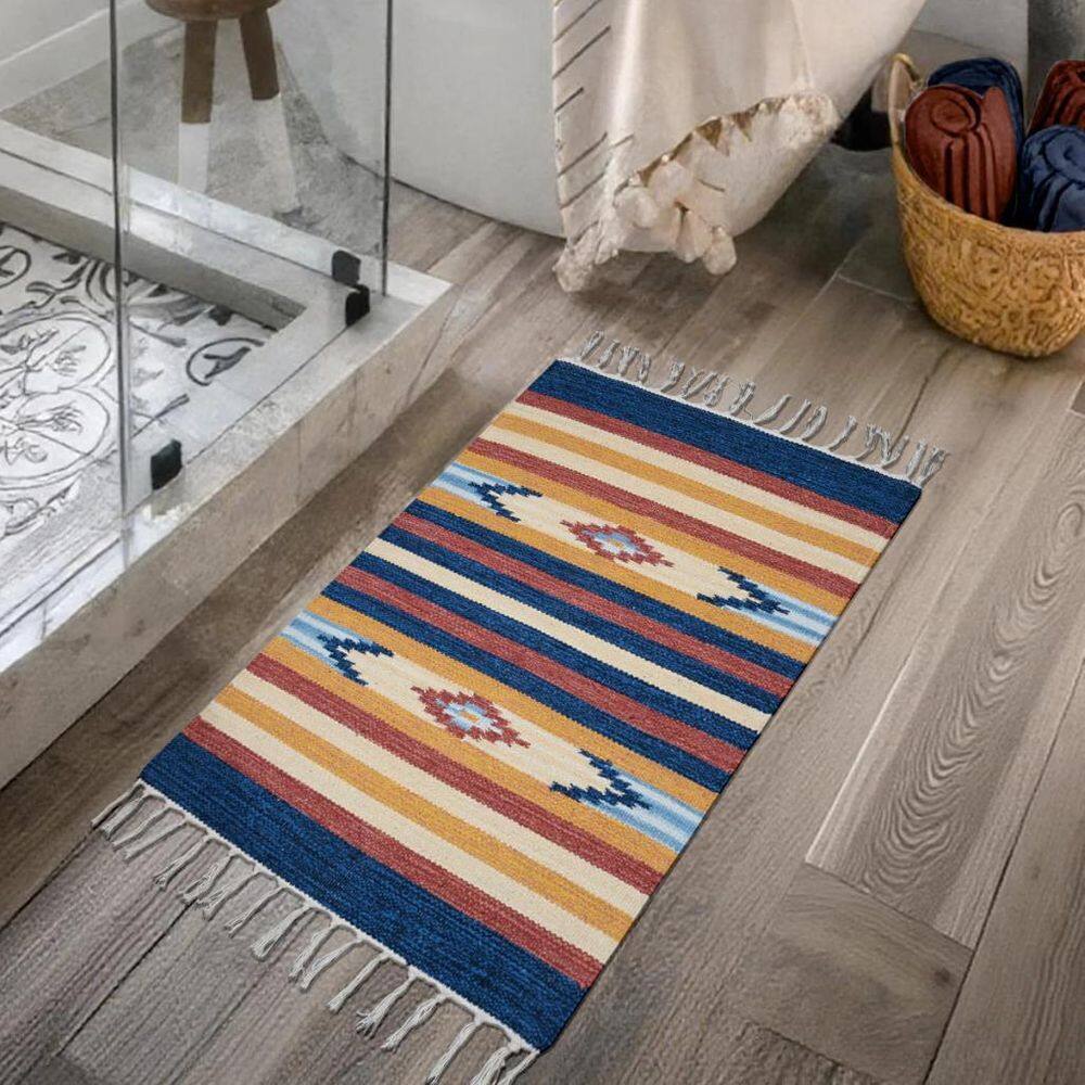 1 Tapete Banheiro Kilim Absorvente 100% Algodão 50 X 70 M01