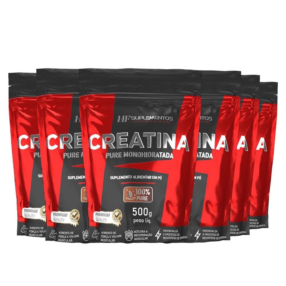 Creatina Monohidratada 500G Kit 06 Unidades Hf Suplementos