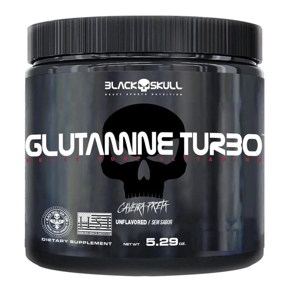 2X Glutamina Turbo 300G Caveira Preta - Black Skull