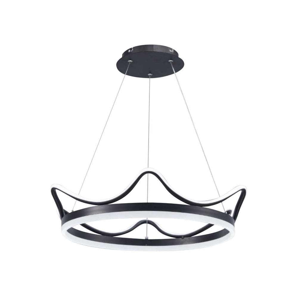Pendente Luminaria De Coroa Preto Branco Quente 60Cm 60W