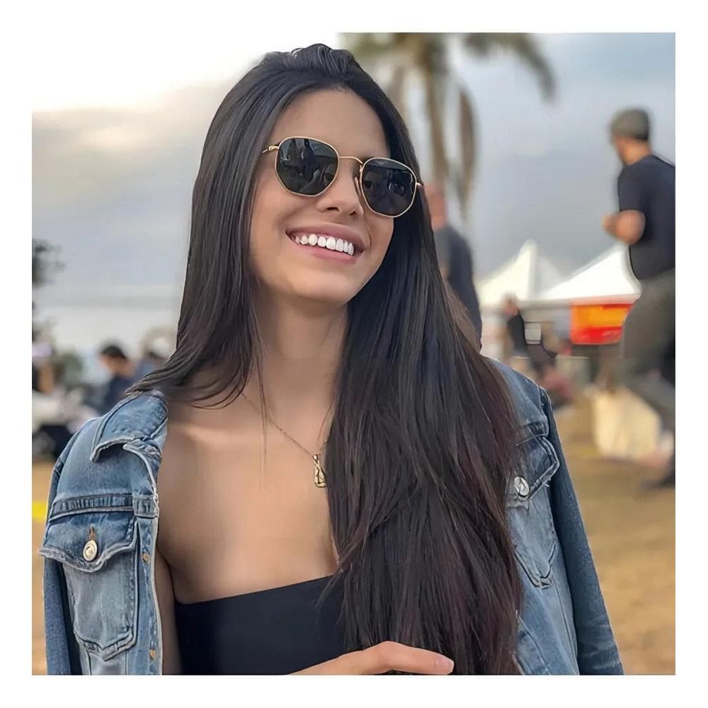 2X Óculos De Sol Feminino Hexagonal Verão Com Proteção Uv