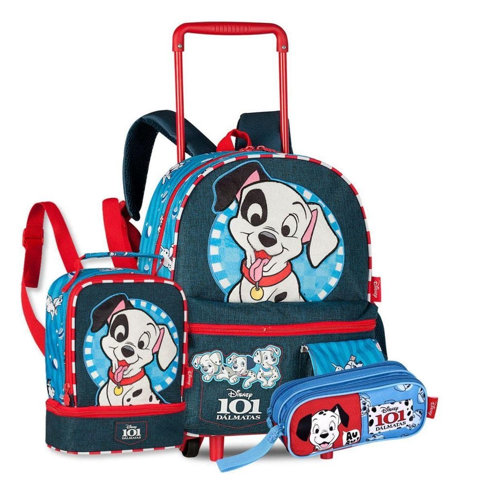 Mochila Carrinho 101 Dálmatas Com Lancheira Térmica E Estojo