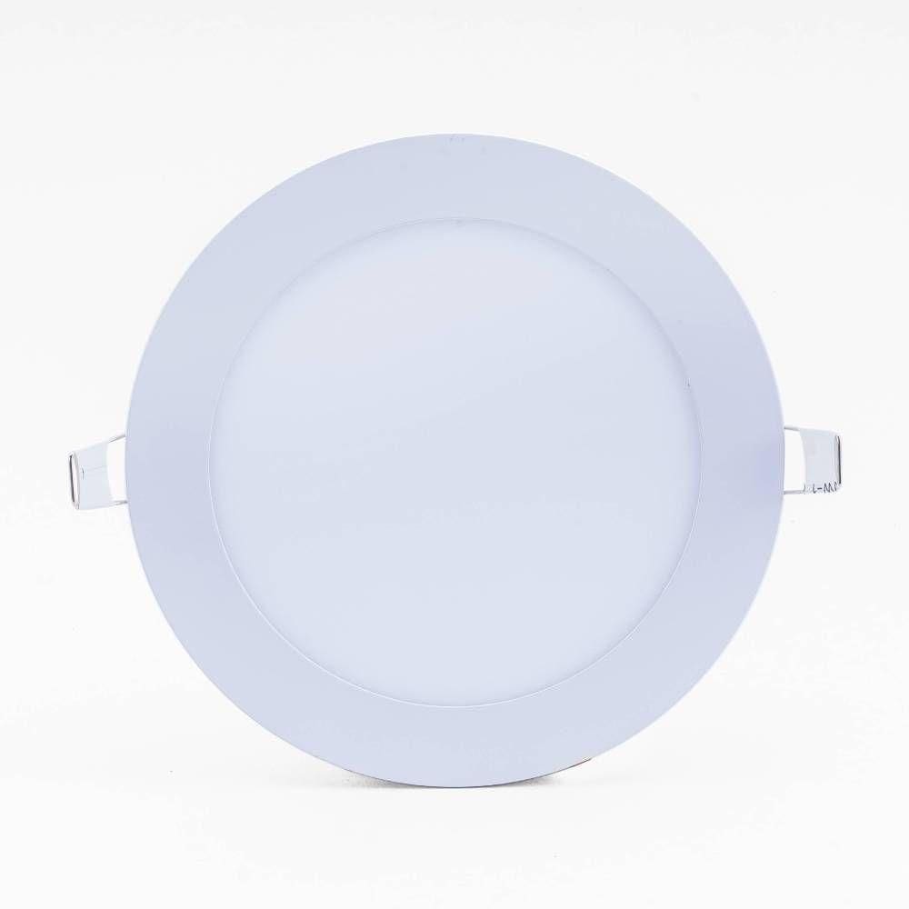 Plafon Led Slim 18w Redondo Embutir 3000k Branco Quente Bivolt - Unidade