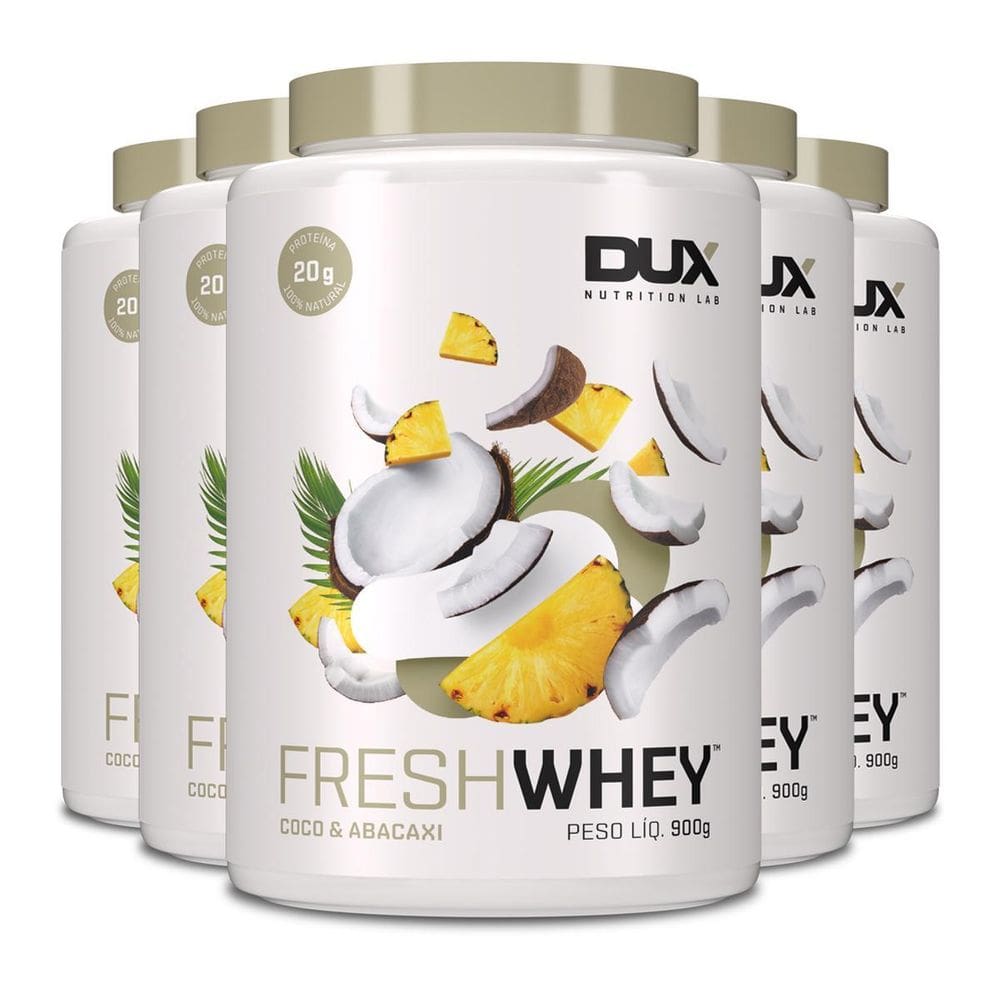 Kit 5 Whey Protein Fresh Dux Abacaxi E Coco 900G